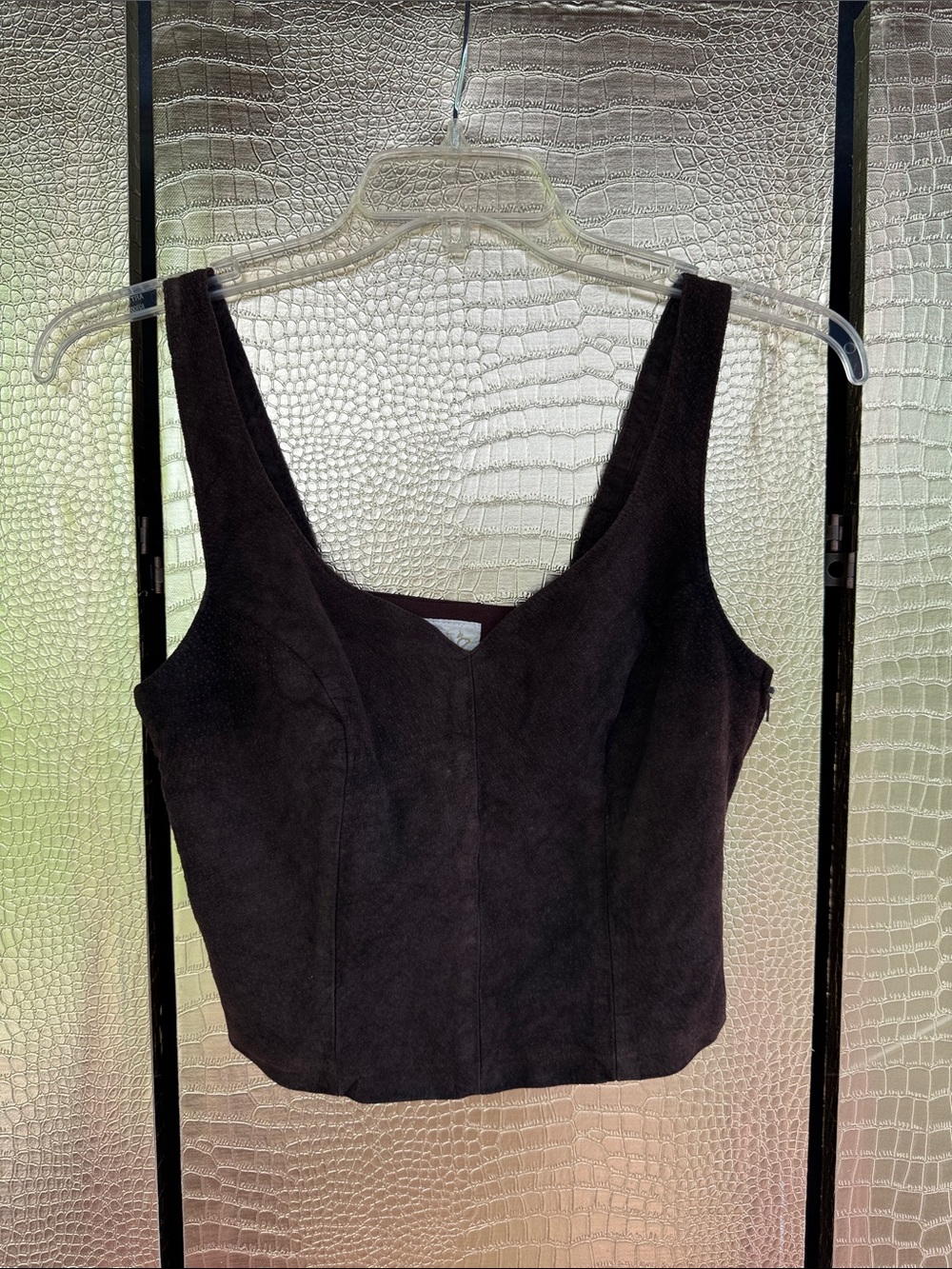 Y2K Cache Brown SUEDE leather Tank Top - Picture 8 of 9